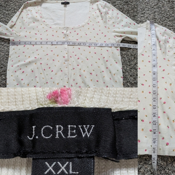 J Crew Cream Pink Yellow Floral Cotton Blend Square Neck Long Sleeve Cardigan - Picture 7 of 7